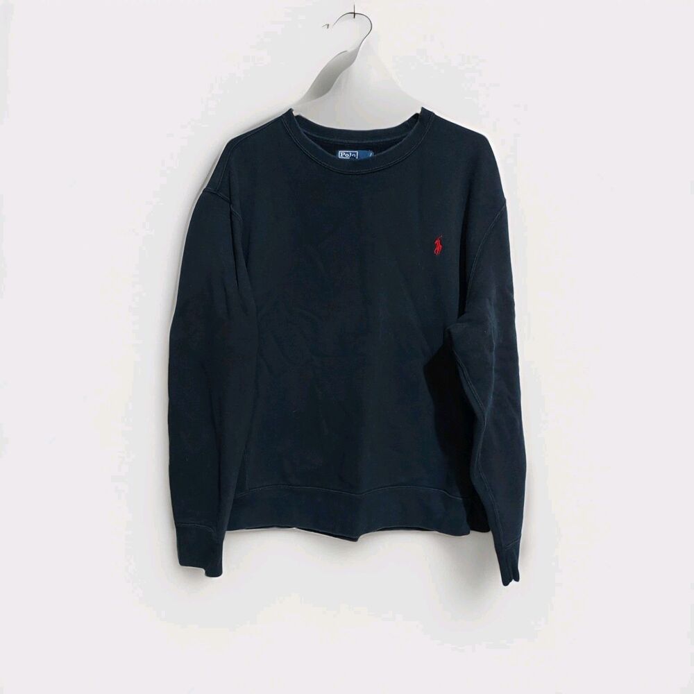 Vintage Polo Ralph Lauren Mens Black Crewneck Men’s Sweatshirt Red Pony Size XXL